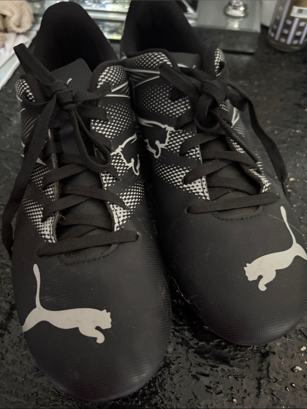 Puma Men’s Black Athletic Sneakers with Silver Logos